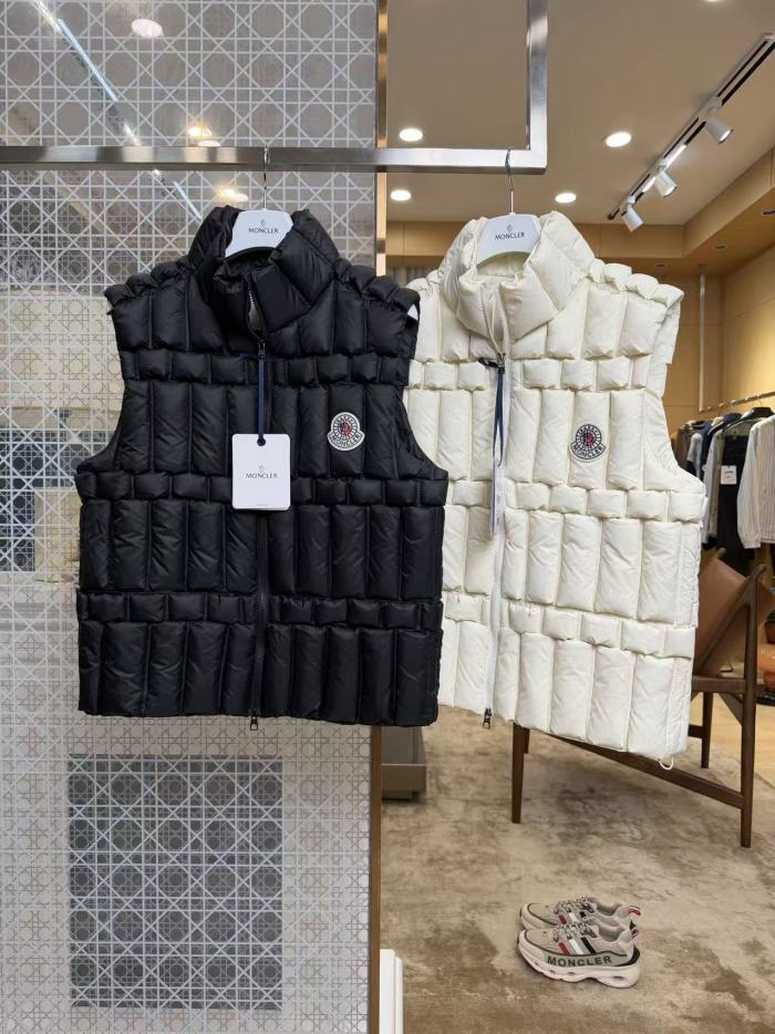 1:1 quality version Stand Collar Square Quilted Badge Logo Zipper Solid Color Down Vest 2 colors 29495418