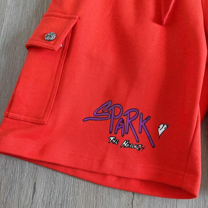 1:1 quality version Drawstring Cargo Pocket Spark Graffiti Letter Heart Print Shorts 2 colors 29495179