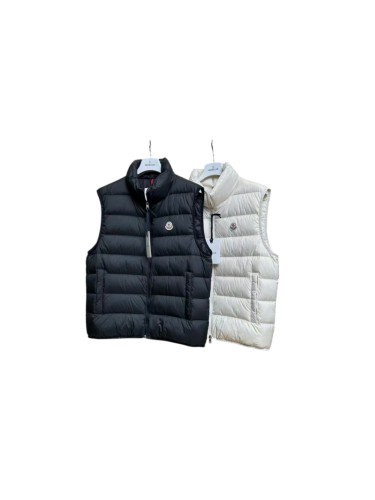 1:1 quality version Stand Collar Horizontal Quilted Badge Logo Zipper Solid Down Vest 2 colors 29495410