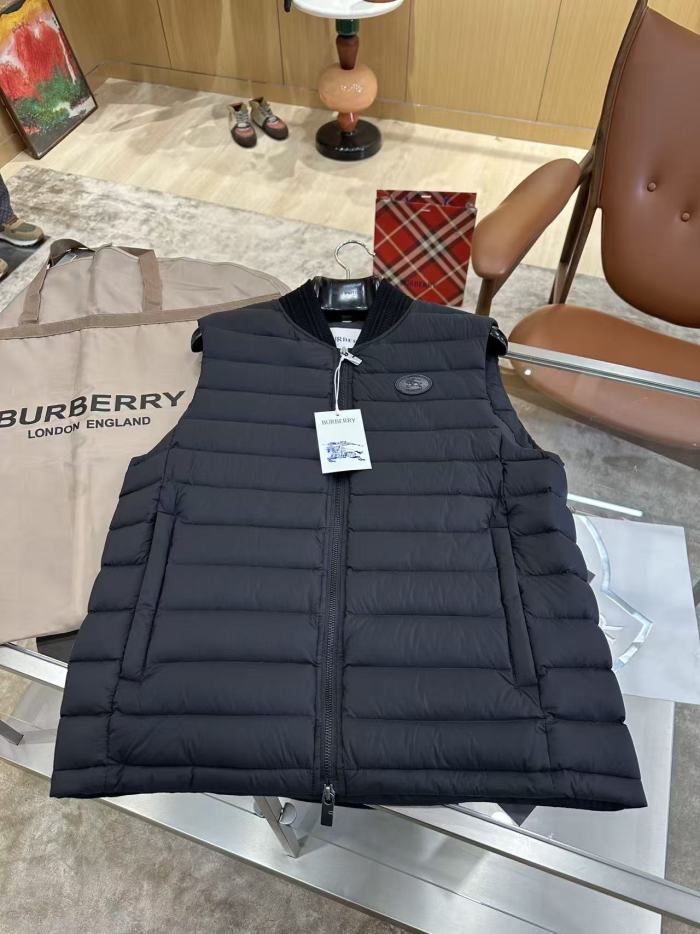 1:1 quality version Badge Zipper Ribbed Baseball Collar Down Vest 2 colors 29495390
