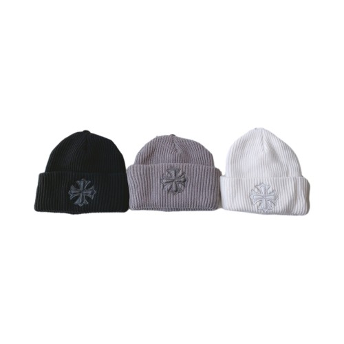 Cross Sanskrit Leather Patch Couple Style Knit Beanie 3 colors 29498179