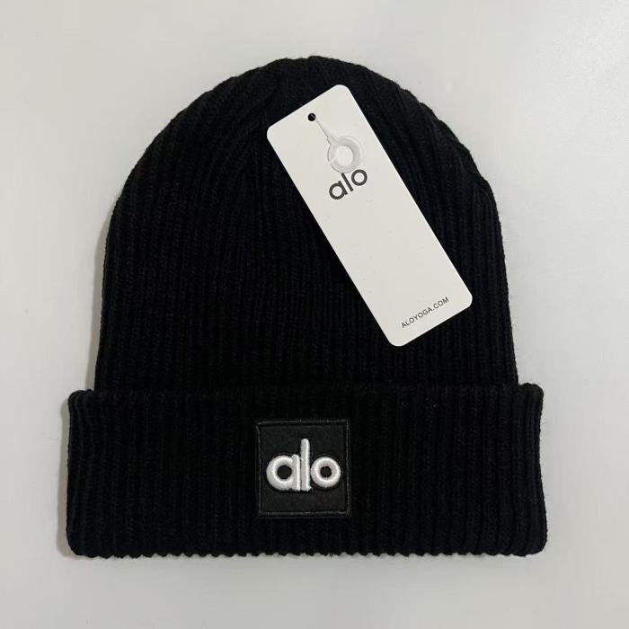 White Embroidered Letter Logo Ribbed Knit Cuffed Beanie 15 colors 29498242