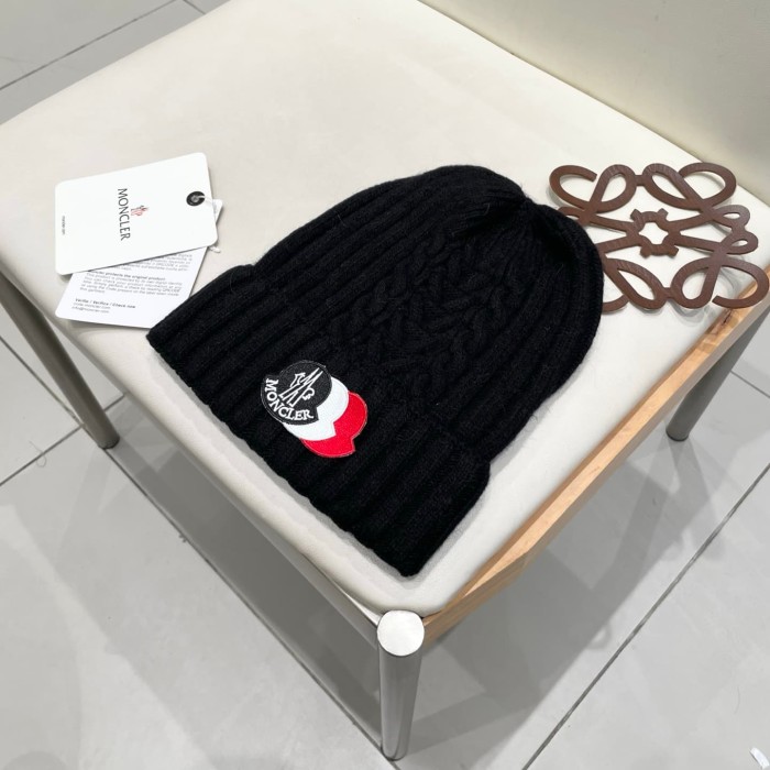1:1 quality version Color Block Badge Patch Rabbit Wool Cuffed Knit Beanie 5 colors 29499019