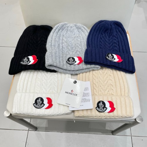 1:1 quality version Color Block Badge Patch Rabbit Wool Cuffed Knit Beanie 5 colors 29499019