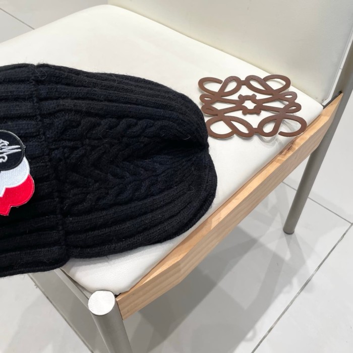 1:1 quality version Color Block Badge Patch Rabbit Wool Cuffed Knit Beanie 5 colors 29499019