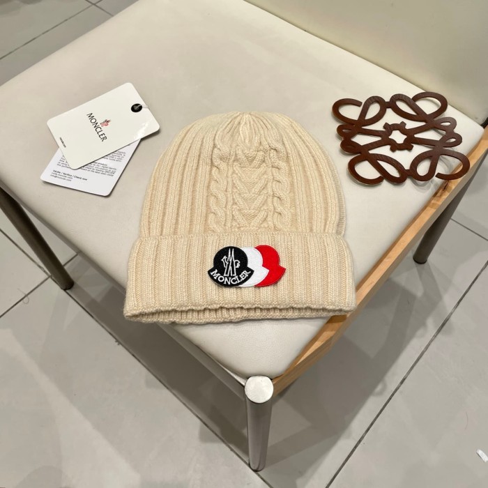 1:1 quality version Color Block Badge Patch Rabbit Wool Cuffed Knit Beanie 5 colors 29499019