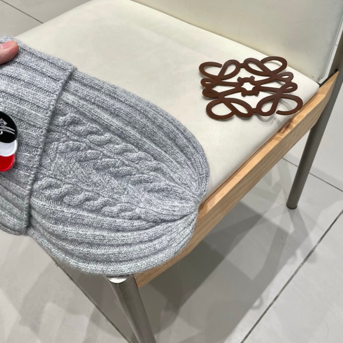 1:1 quality version Color Block Badge Patch Rabbit Wool Cuffed Knit Beanie 5 colors 29499019