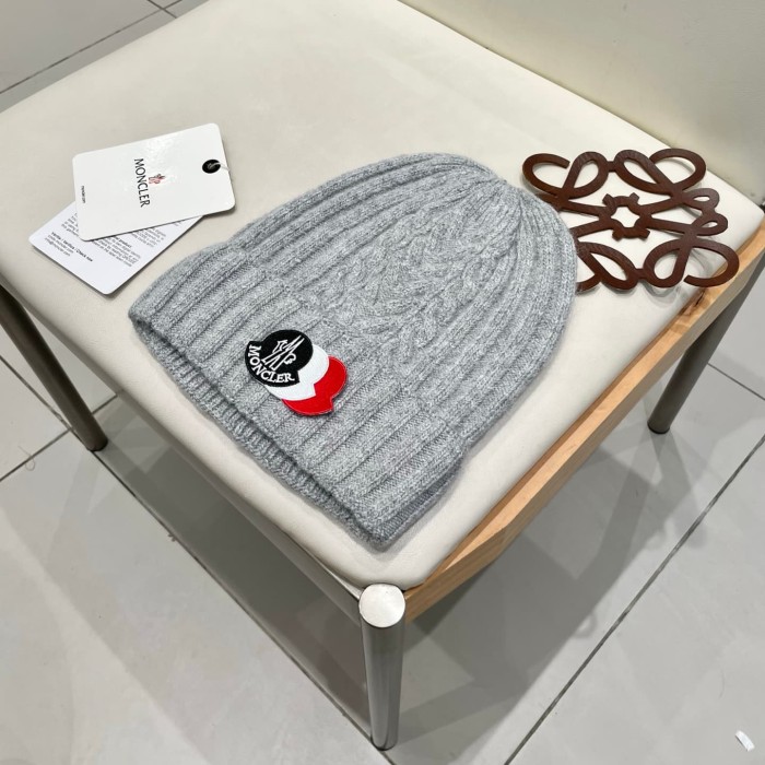 1:1 quality version Color Block Badge Patch Rabbit Wool Cuffed Knit Beanie 5 colors 29499019