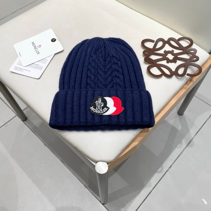 1:1 quality version Color Block Badge Patch Rabbit Wool Cuffed Knit Beanie 5 colors 29499019