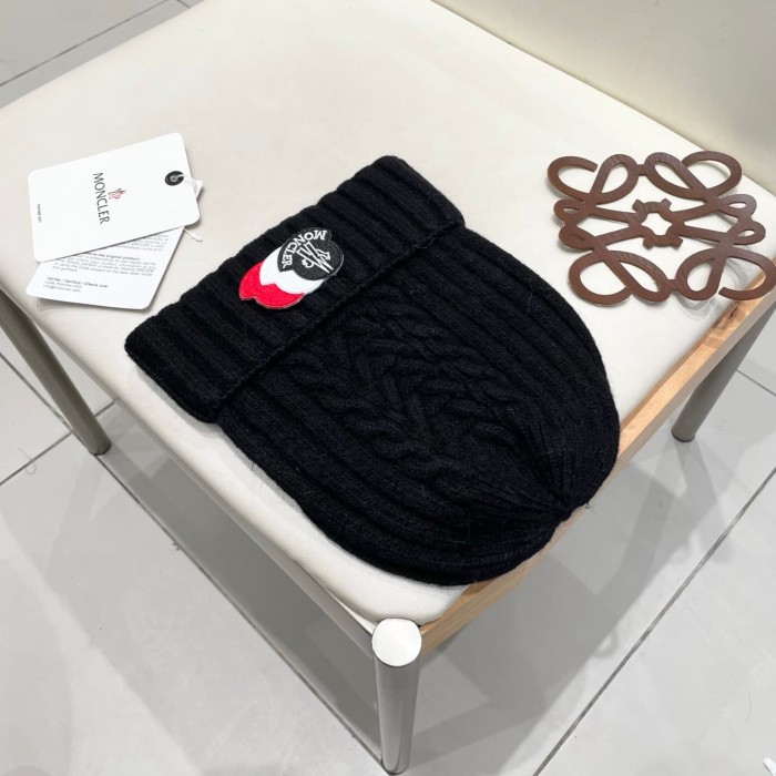 1:1 quality version Color Block Badge Patch Rabbit Wool Cuffed Knit Beanie 5 colors 29499019
