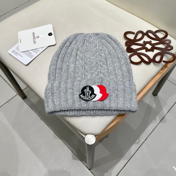 1:1 quality version Color Block Badge Patch Rabbit Wool Cuffed Knit Beanie 5 colors 29499019