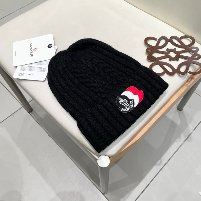 1:1 quality version Color Block Badge Patch Rabbit Wool Cuffed Knit Beanie 5 colors 29499019