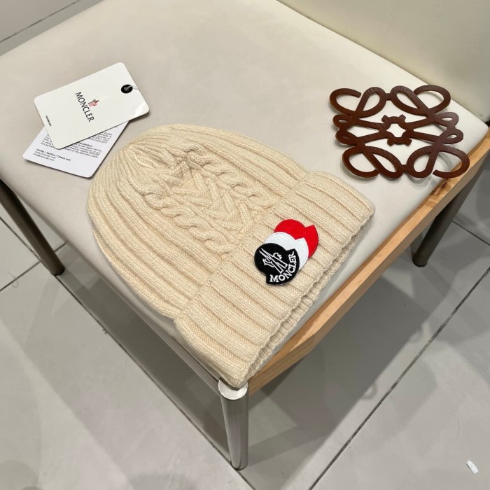 1:1 quality version Color Block Badge Patch Rabbit Wool Cuffed Knit Beanie 5 colors 29499019