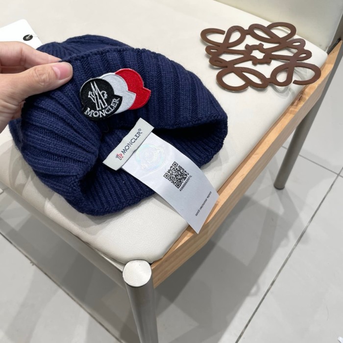 1:1 quality version Color Block Badge Patch Rabbit Wool Cuffed Knit Beanie 5 colors 29499019