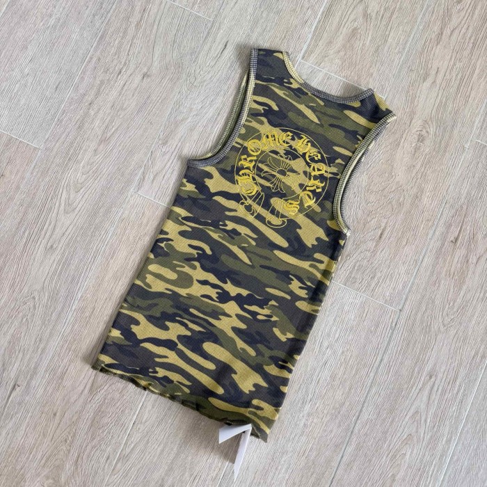 1:1 quality version Green Yellow Camo Waffle Knit Cross Embroidery CH Logo Fitted Tank Top for girls 29501865