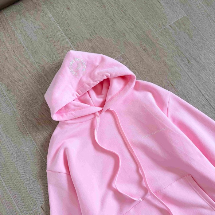 1:1 quality version Pink Horseshoe Logo CH Letter Scroll Heart Print Drawstring Hoodie 29501876