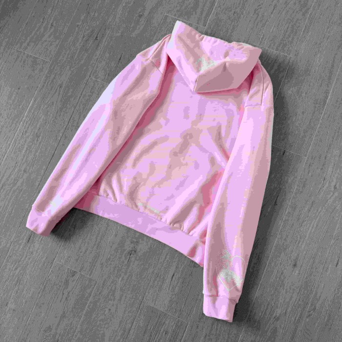 1:1 quality version Pink Horseshoe Logo CH Letter Scroll Heart Print Drawstring Hoodie 29501876