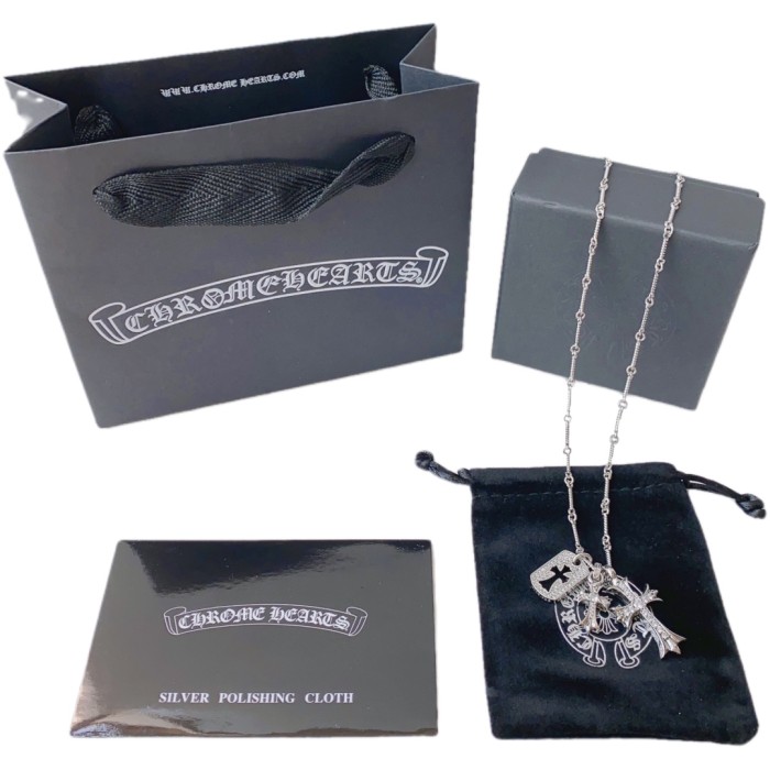 Full Diamond Hollow Small Square Tag Three-In-One Cross Necklace 2 colors 29501847