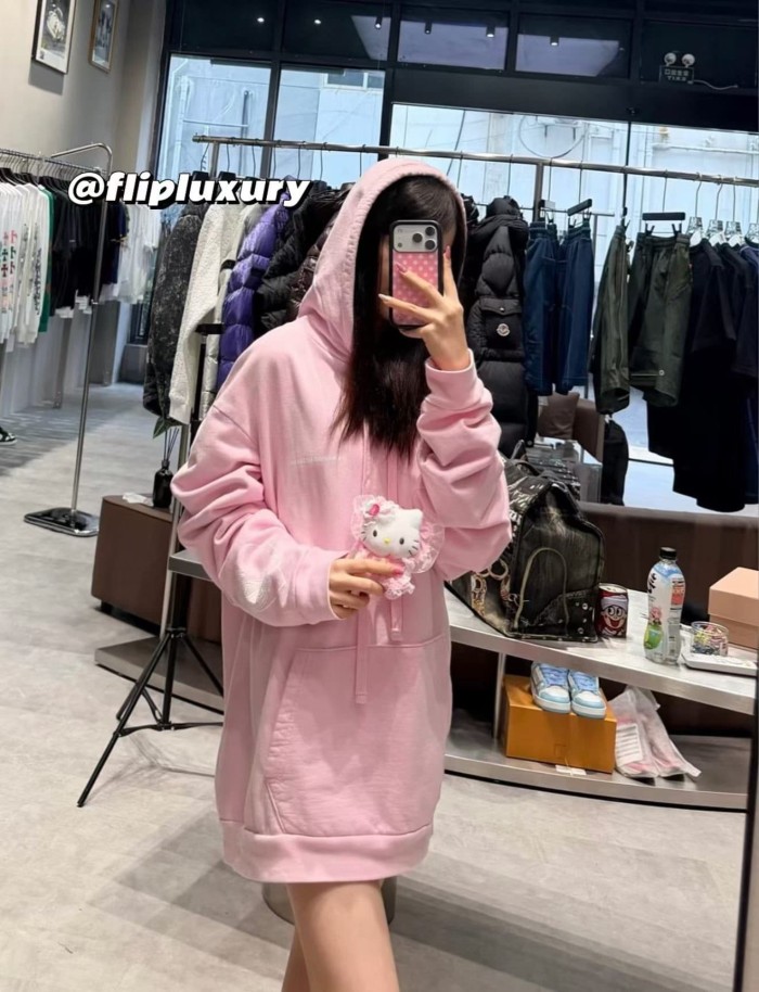 1:1 quality version Pink Horseshoe Logo CH Letter Scroll Heart Print Drawstring Hoodie 29501876