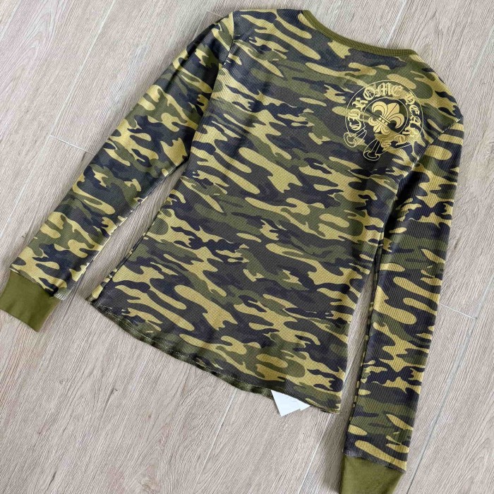 1:1 quality version Camo Waffle Knit Cross Embroidery CH Logo Fitted Long Sleeve Tee for girls 29501856