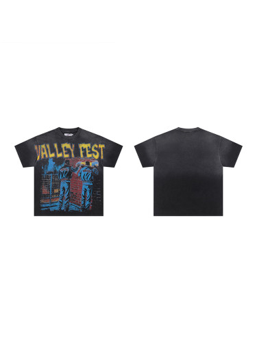 [50% Off]Vale Forever Character Street Graffiti Creation Printed Washed Version Tee 28058039