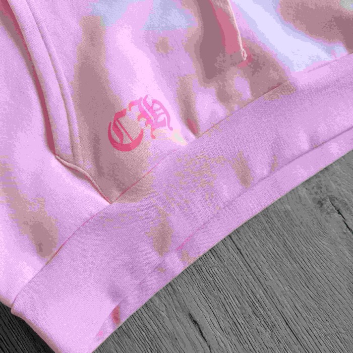 1:1 quality version Pink Horseshoe Logo CH Letter Scroll Heart Print Drawstring Hoodie 29501876