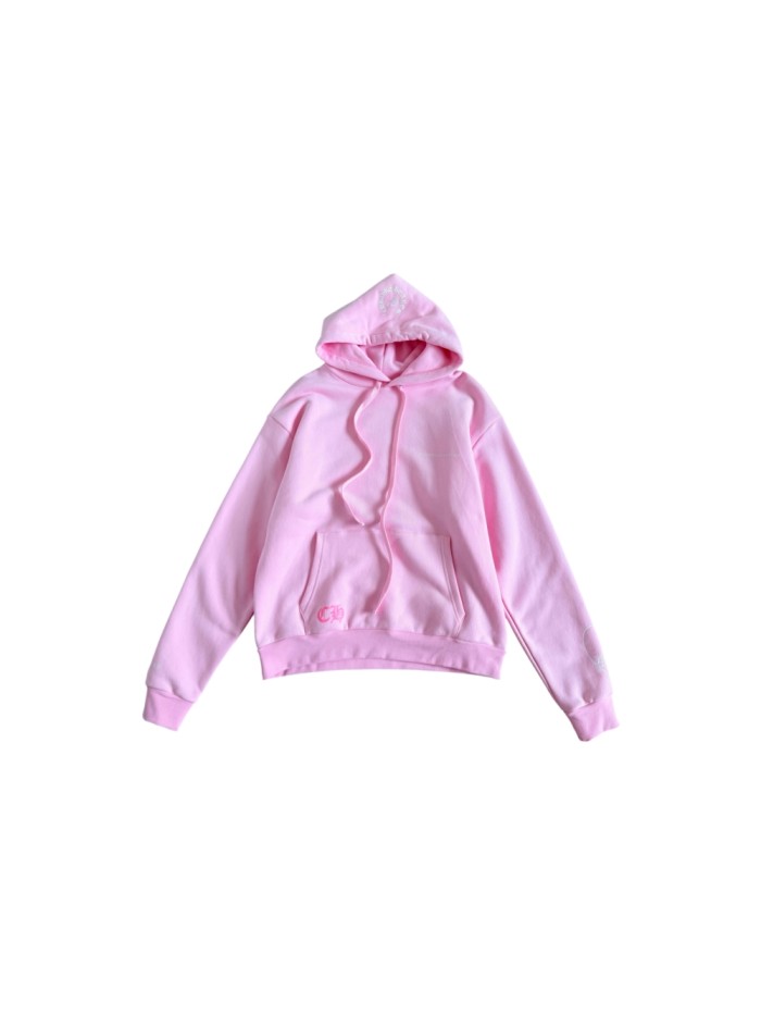 1:1 quality version Pink Horseshoe Logo CH Letter Scroll Heart Print Drawstring Hoodie 29501876