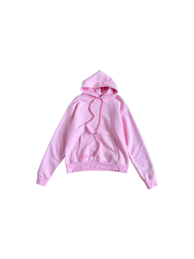 1:1 quality version Pink Horseshoe Logo CH Letter Scroll Heart Print Drawstring Hoodie 29501876