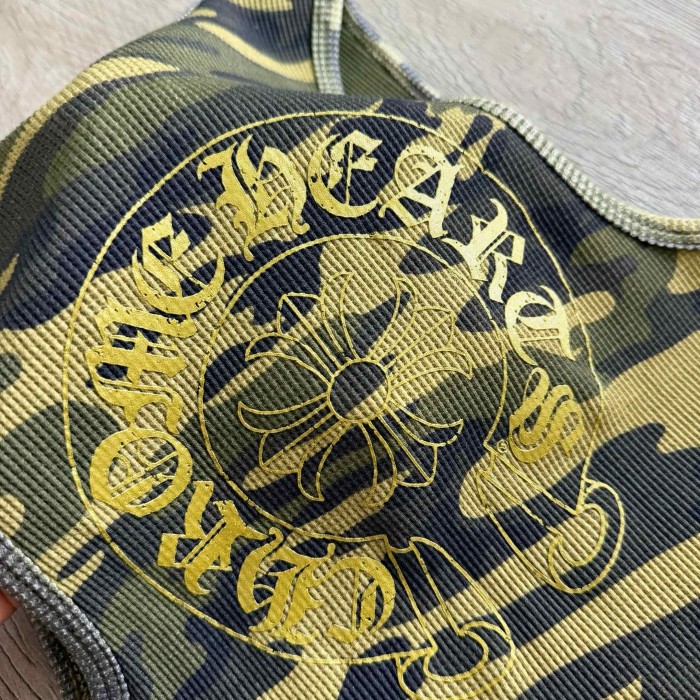 1:1 quality version Green Yellow Camo Waffle Knit Cross Embroidery CH Logo Fitted Tank Top for girls 29501865