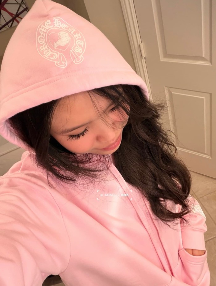 1:1 quality version Pink Horseshoe Logo CH Letter Scroll Heart Print Drawstring Hoodie 29501876