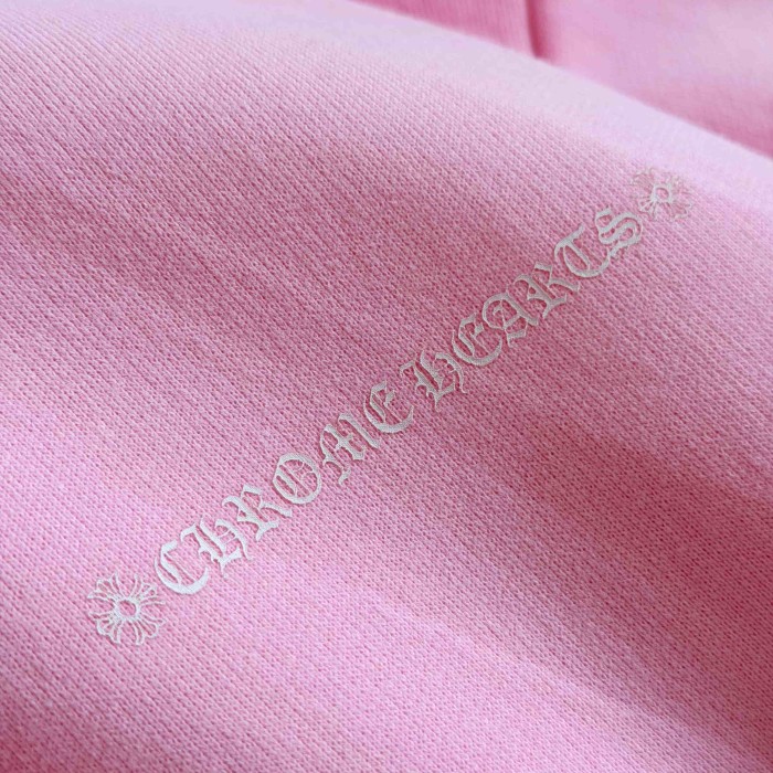 1:1 quality version Pink Horseshoe Logo CH Letter Scroll Heart Print Drawstring Hoodie 29501876