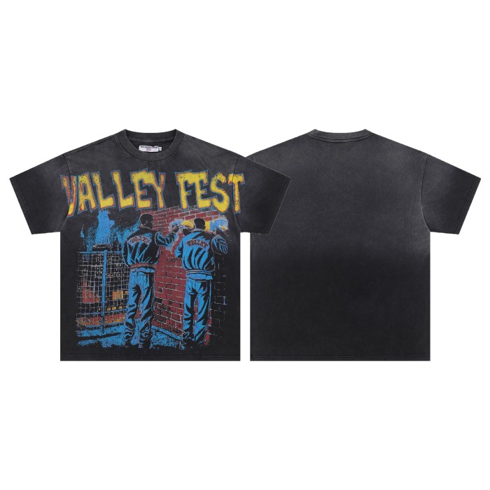 [50% Off]Vale Forever Character Street Graffiti Creation Printed Washed Version Tee 28058039