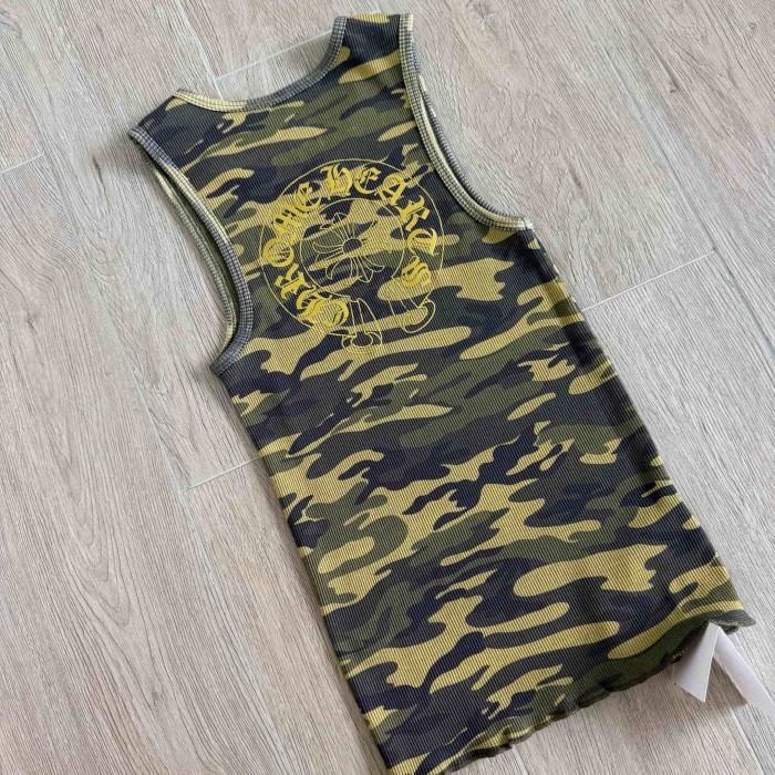 1:1 quality version Green Yellow Camo Waffle Knit Cross Embroidery CH Logo Fitted Tank Top for girls 29501865