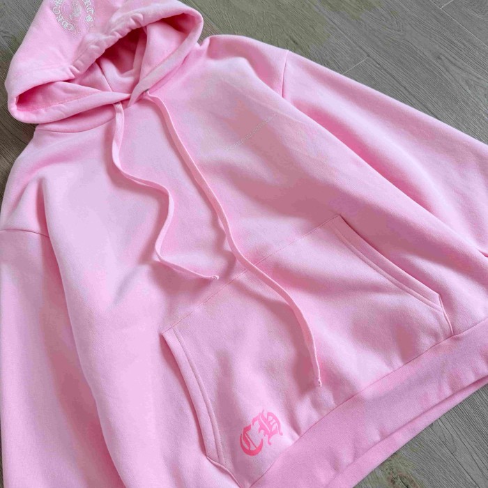 1:1 quality version Pink Horseshoe Logo CH Letter Scroll Heart Print Drawstring Hoodie 29501876