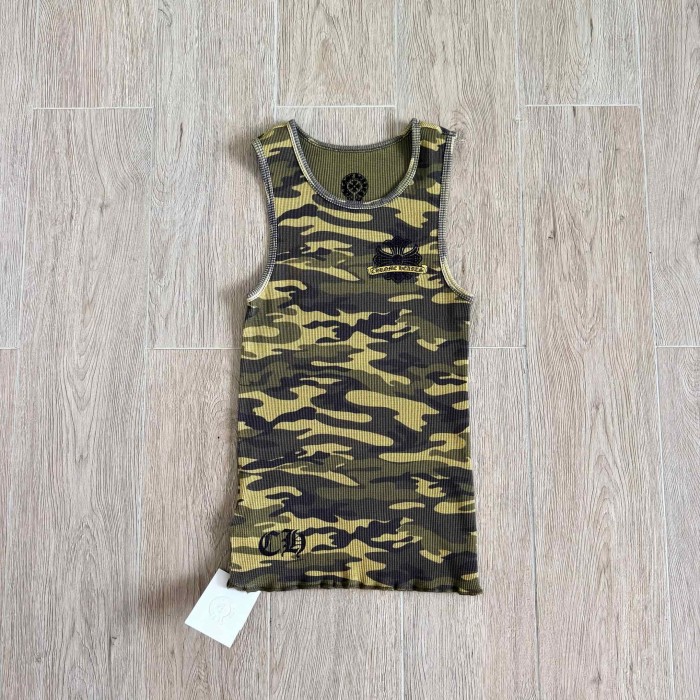 1:1 quality version Green Yellow Camo Waffle Knit Cross Embroidery CH Logo Fitted Tank Top for girls 29501865