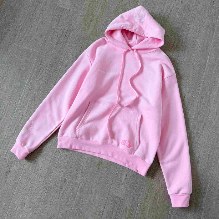1:1 quality version Pink Horseshoe Logo CH Letter Scroll Heart Print Drawstring Hoodie 29501876