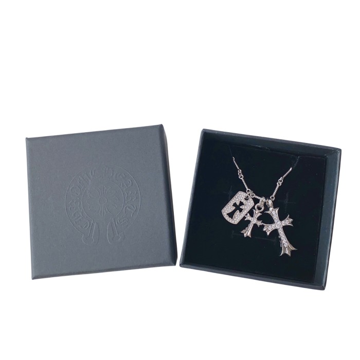Full Diamond Hollow Small Square Tag Three-In-One Cross Necklace 2 colors 29501847