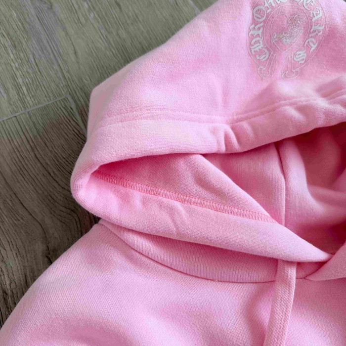 1:1 quality version Pink Horseshoe Logo CH Letter Scroll Heart Print Drawstring Hoodie 29501876