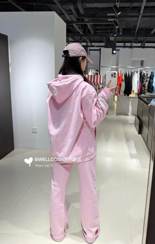 1:1 quality version Pink Horseshoe Logo CH Letter Scroll Heart Print Drawstring Hoodie 29501876