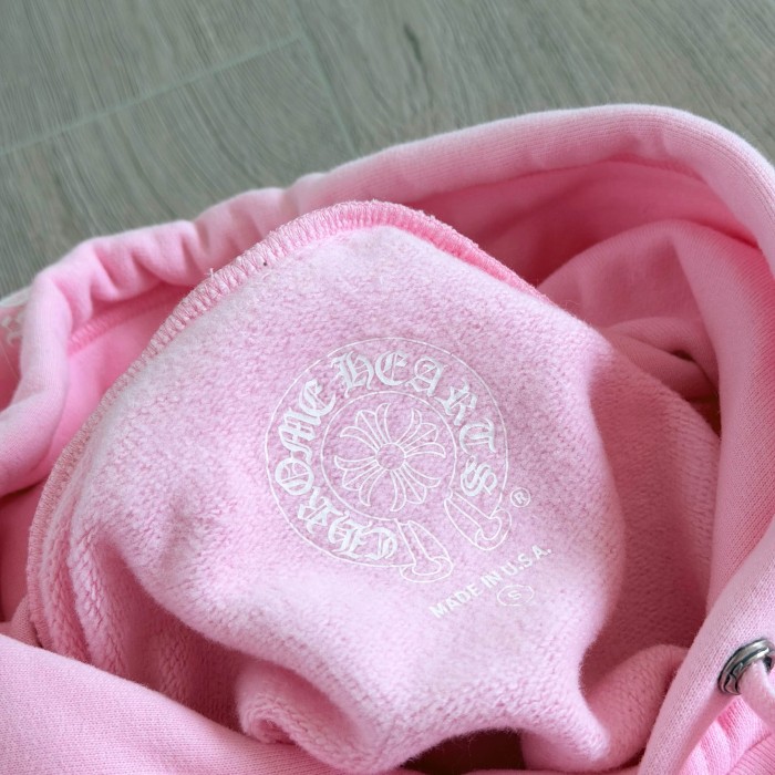 1:1 quality version Pink Horseshoe Logo CH Letter Scroll Heart Print Drawstring Hoodie 29501876