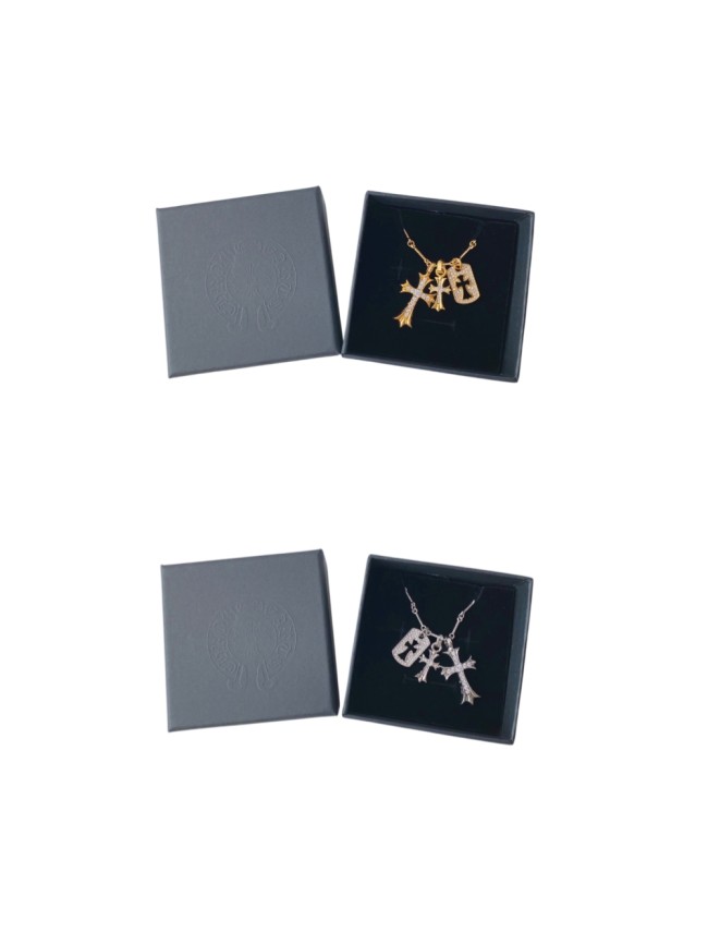 Full Diamond Hollow Small Square Tag Three-In-One Cross Necklace 2 colors 29501847