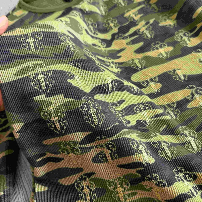 1:1 quality version Camo Waffle Knit Cross Embroidery CH Logo Fitted Long Sleeve Tee for girls 29501856