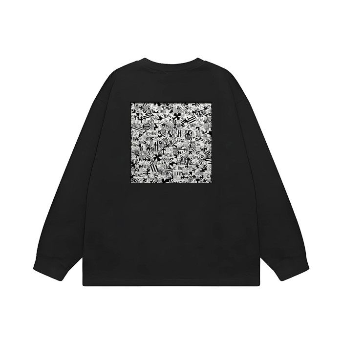 Chest Horseshoe Logo Back Allover Collage Print Oversized Long Sleeve Tee 2 colors 29502182