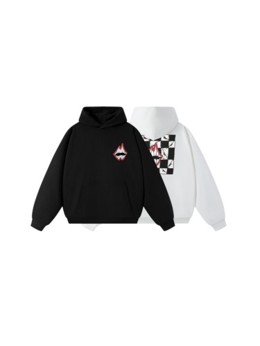 Chest Grin Mouth Back Checkerboard Eye Teeth Print Oversized Unisex Hoodie 2 colors 29502169