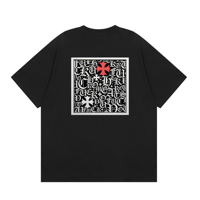 Chest Horseshoe Logo Back Gothic Letter Collage Red Cross Accent Crew Neck Tee 2 colors 29502276