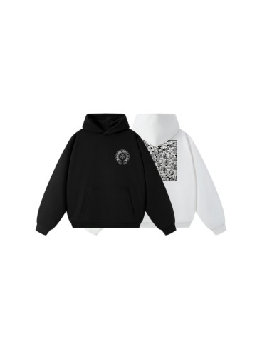 Chest Horseshoe Logo Back Allover Collage Print Oversized Unisex Hoodie 2 colors 29502156