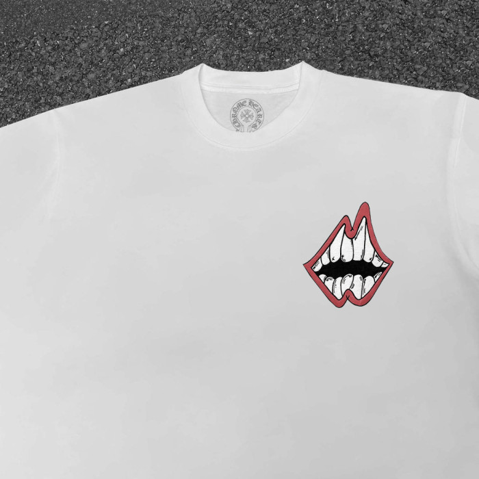 Chest Grin Mouth Back Checkerboard Eye Teeth Print Oversized Long Sleeve Tee 2 colors 29502202