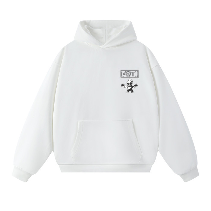 FOTI Chest Logo Back Grid Cartoon Skull Print Oversized Unisex Hoodie 2 colors 29502162