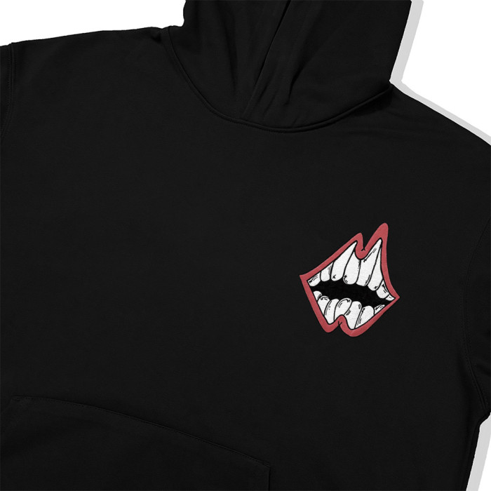 Chest Grin Mouth Back Checkerboard Eye Teeth Print Oversized Unisex Hoodie 2 colors 29502169