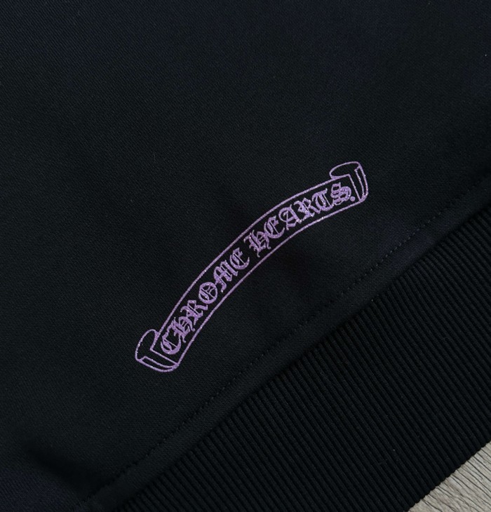 1:1 quality version Purple Glitter Horseshoe Logo Sleeve Floral Cross Drawstring Full Zip Hoodie 29501943